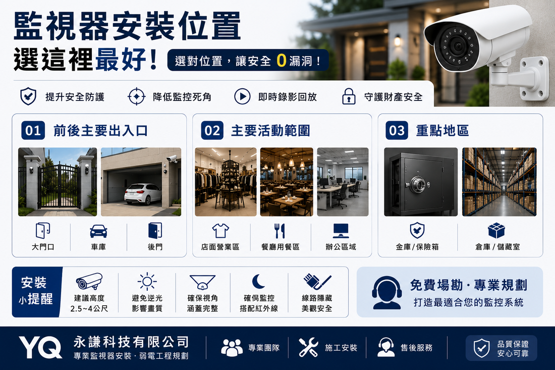 監視器安裝位置怎麼選？3 大最佳安裝位置一次看懂，提升居家與商業空間安全