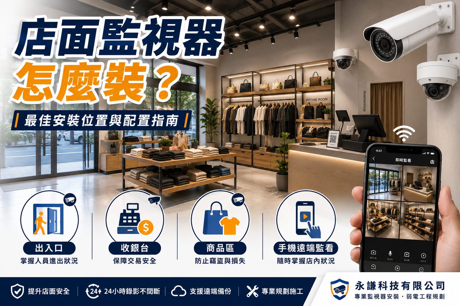 店面監視器怎麼裝？最佳安裝位置、鏡頭數量與規劃指南（2026 最新）